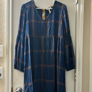 Matilda Jane Blue & Gold Plaid dress